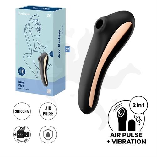 Dual Kiss black Succionador de clitoris con vibrador de punto G